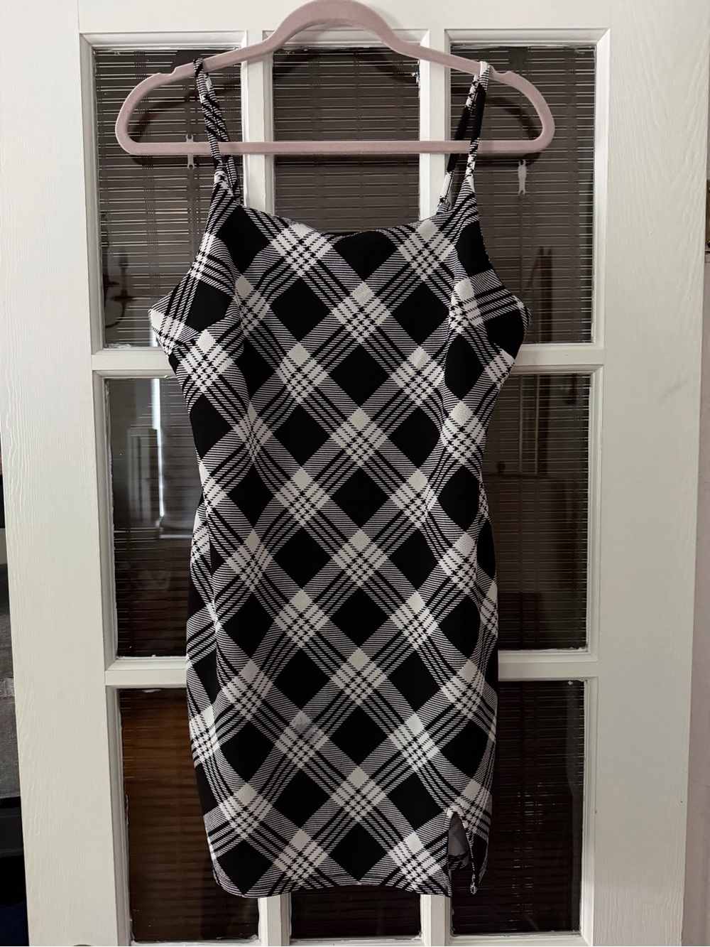 No Boundaries Women’s Junior XL Black White Plaid Bodycon Dress | SKU 0108